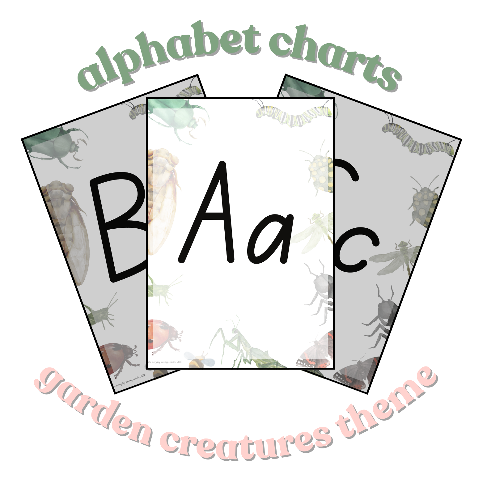 Alphabet Charts - Garden Creatures Theme