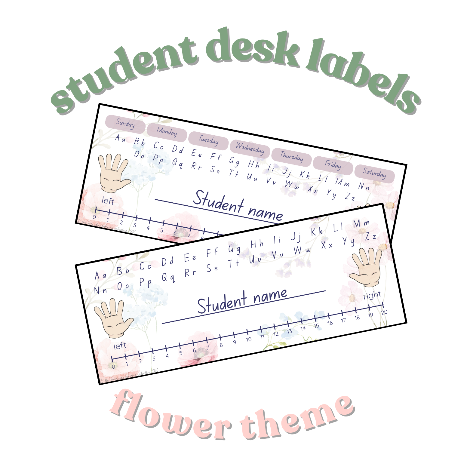 Student Desk Labels - Flower Theme