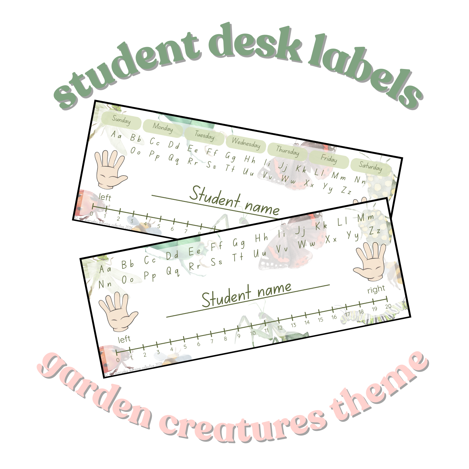 Student Desk Labels - Garden Creatures Theme
