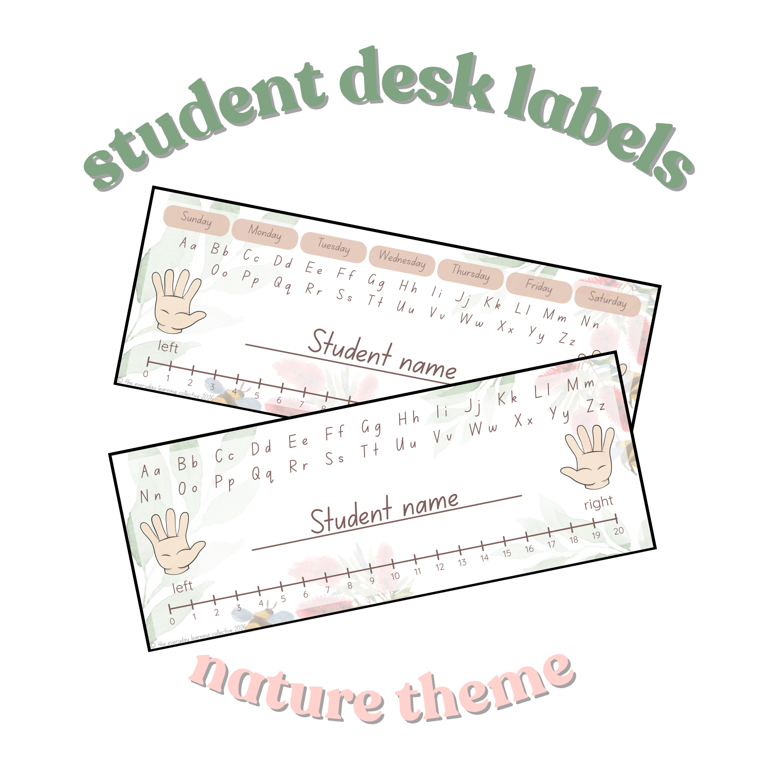 Student Desk Labels - Nature Theme